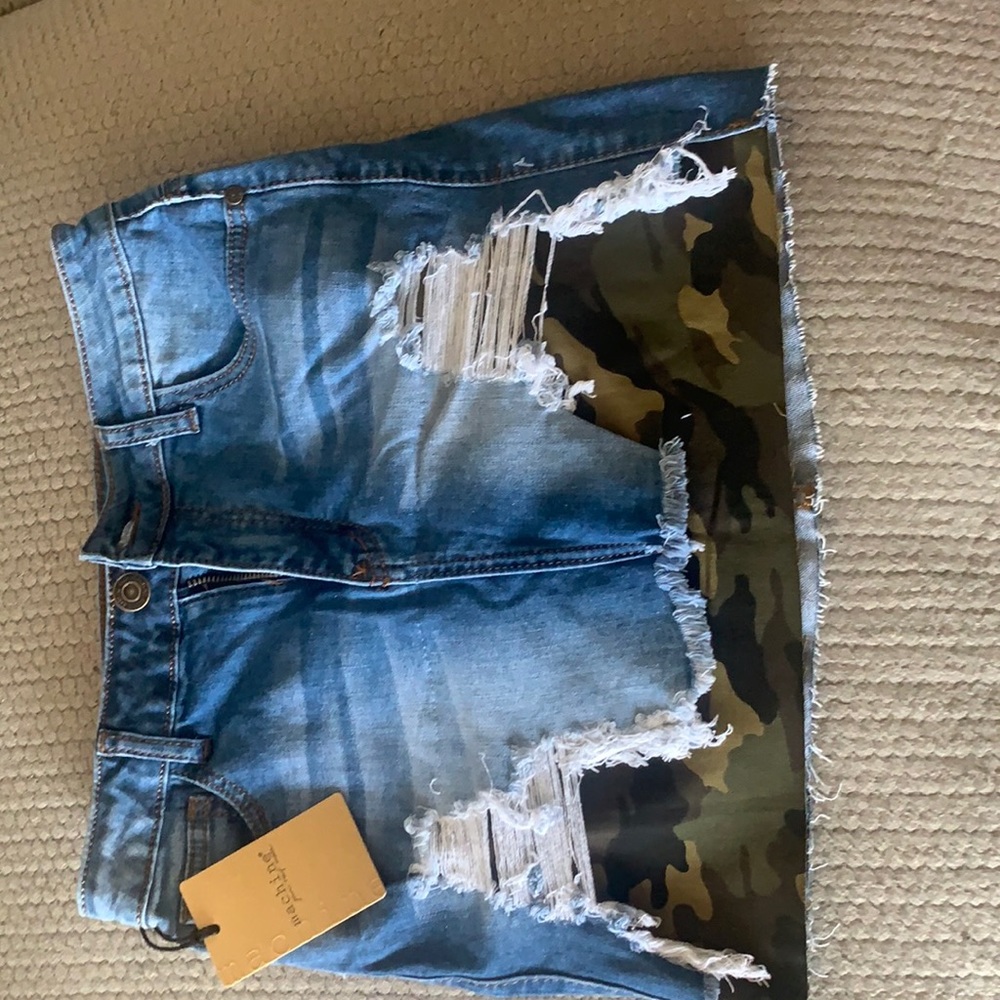 Denim/army mini skirt, size 28(m), new